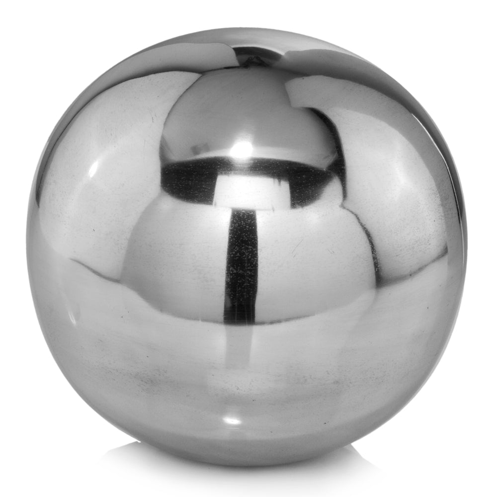 Homeroots 10" Silver Buffed Aluminum Decorative Orb  Buffed Aluminum 354596