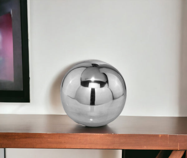 Homeroots 10" Silver Buffed Aluminum Decorative Orb  Buffed Aluminum 354596
