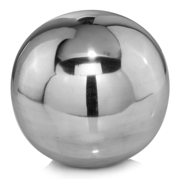 Homeroots 12" Silver Buffed Aluminum Decorative Orb Tabletop Sculpture  Buffed Aluminum 354597