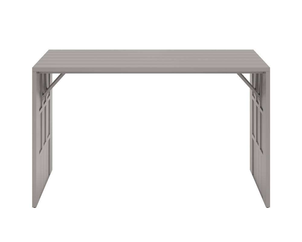 Sunpan Verin Modern Bar Table - Stylish Powder Coated Aluminum for Outdoor Spaces with Waterfall Edge Design Greige