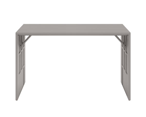Sunpan Verin Modern Bar Table - Stylish Powder Coated Aluminum for Outdoor Spaces with Waterfall Edge Design Greige