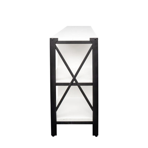 English Elm Tv Stand For Living Room - Industrial Farmhouse 80-Inch Tv Console With Open Shelves & Mesh Door Storage W331S00121-GIGA