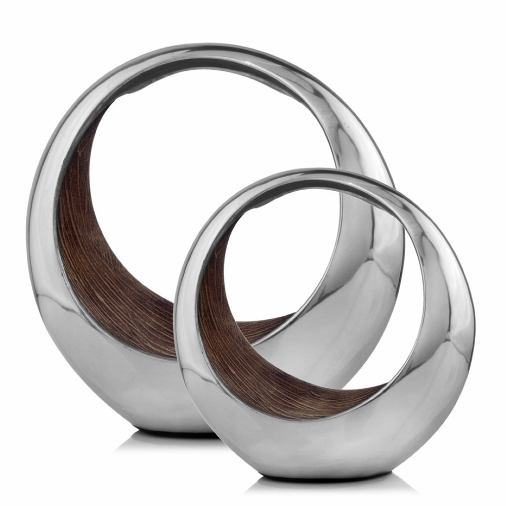 HomeRoots 16" Stunning Silver and Brown Buffed Aluminum Tabletop Sculpture - Modern Elegance for Any Space 16 354603