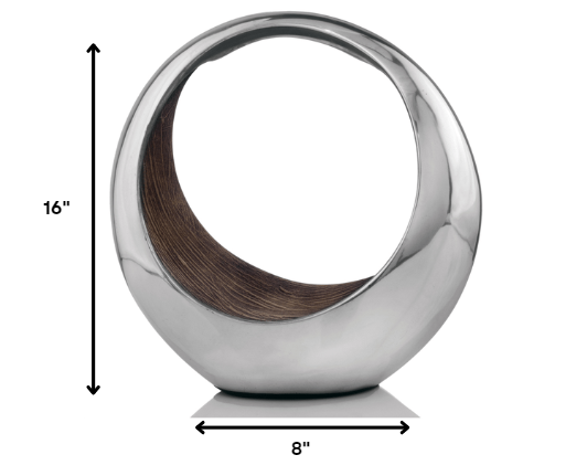 Homeroots 16" Silver And Brown Buffed Aluminum Tabletop Sculpture  Buffed Aluminum 354603