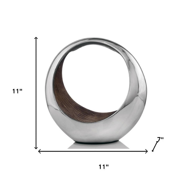 HomeRoots 11" Modern Two-Tone Aluminum Decorative Bowl – Sculptural Centerpiece for Stylish Home Decor Accents 11 354604