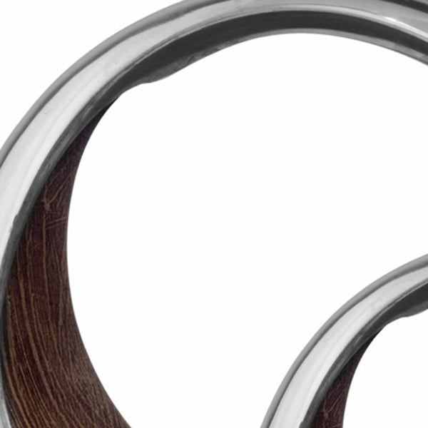 Homeroots 11" Brown And Silver Aluminum Circular Decorative Bowl  Buffed Aluminum 354604