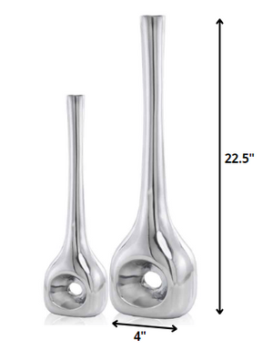 Homeroots Set Of Two Silver Aluminum Novelty Table Vases  Aluminum 354606