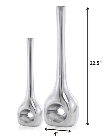 Homeroots Set Of Two Silver Aluminum Novelty Table Vases  Aluminum 354606