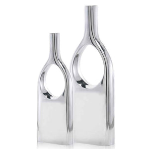 Homeroots Set Of Two Silver Aluminum Modern Hole Table Vases  Aluminum 354613