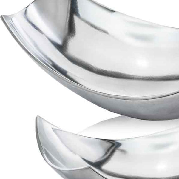 Homeroots 17" Silver Aluminum Scoop Centerpiece Bowl   354614