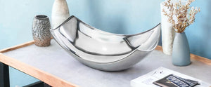 Homeroots 17" Silver Aluminum Scoop Centerpiece Bowl   354614