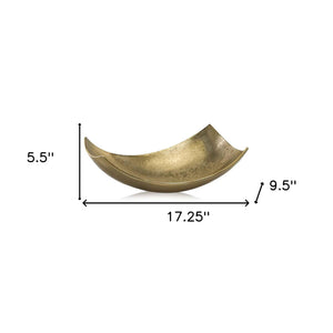 Homeroots 17" Gold Aluminum Scoop Decorative Bowl  Aluminum 354616