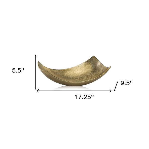 Homeroots 17" Gold Aluminum Scoop Decorative Bowl  Aluminum 354616