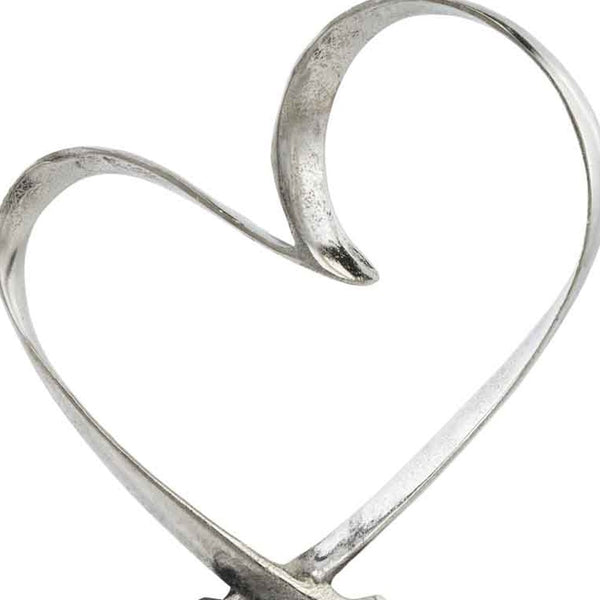 Homeroots 16" Raw Silver And Black Heart Sculpture - Hand-crafted Modern Accent For Stylish Home Décor And Gifts  Buffed Aluminum 354624