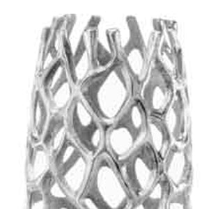 Homeroots 47" Aluminum Silver Twigs Cylinder Floor Vase  Aluminum 354632
