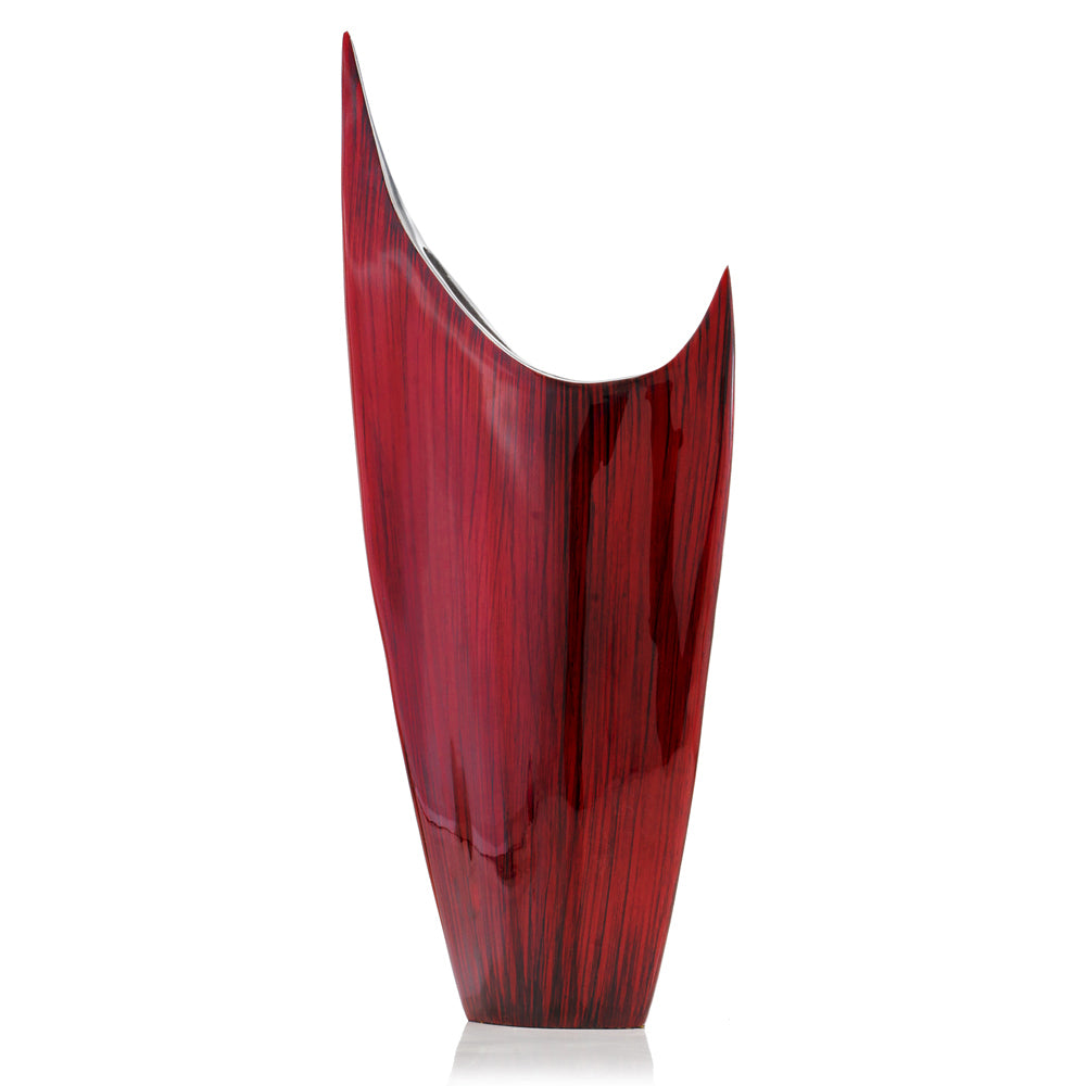 Homeroots 18" Red Aluminum Contemporary Pointed Table Vase  Aluminum 354635