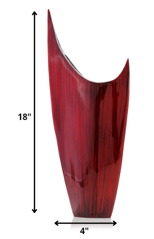 Homeroots 18" Red Aluminum Contemporary Pointed Table Vase  Aluminum 354635