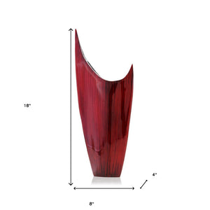 HomeRoots 18" Red Aluminum Pointy Table Vase - Elegant Modern Décor for Home, Perfect for Unique Arrangements Slim 354635