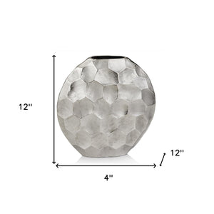 Homeroots 12" Silver Aluminum Cylinder Table Vase  Aluminum 354636