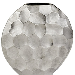 HomeRoots 12" Silver Aluminum Cylinder Table Vase - Modern Minimalist Home Accent for Flowers & Decor 354636