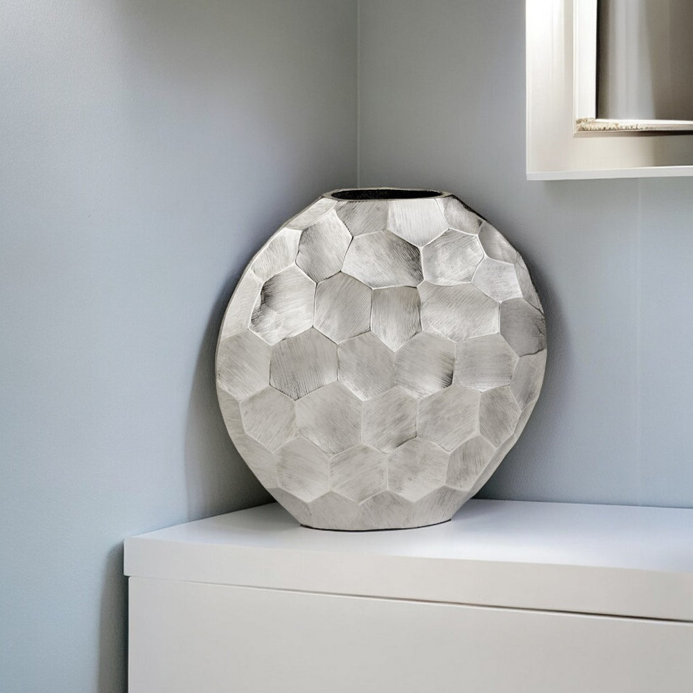 Homeroots 12" Silver Aluminum Cylinder Table Vase  Aluminum 354636