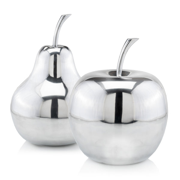 Homeroots 13" Silver Buffed Aluminum Decorative Apple Tabletop Sculpture  Buffed Aluminum 354642