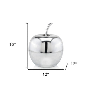 Homeroots 13" Silver Buffed Aluminum Decorative Apple Tabletop Sculpture  Buffed Aluminum 354642