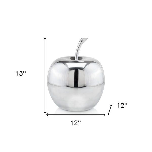 Homeroots 13" Silver Buffed Aluminum Decorative Apple Tabletop Sculpture  Buffed Aluminum 354642