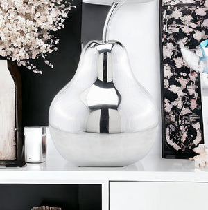 Homeroots 17" Silver Buffed Aluminum Decorative Pear Tabletop Sculpture  Buffed Aluminum 354643