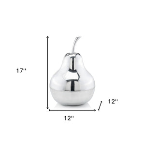 Homeroots 17" Silver Buffed Aluminum Decorative Pear Tabletop Sculpture  Buffed Aluminum 354643