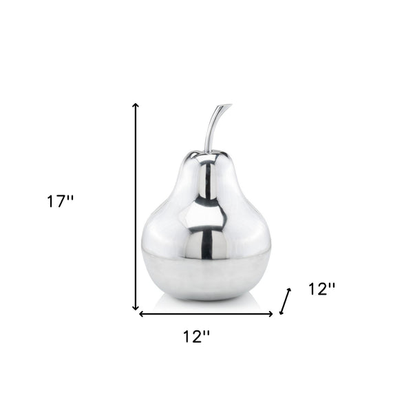 Homeroots 17" Silver Buffed Aluminum Decorative Pear Tabletop Sculpture  Buffed Aluminum 354643