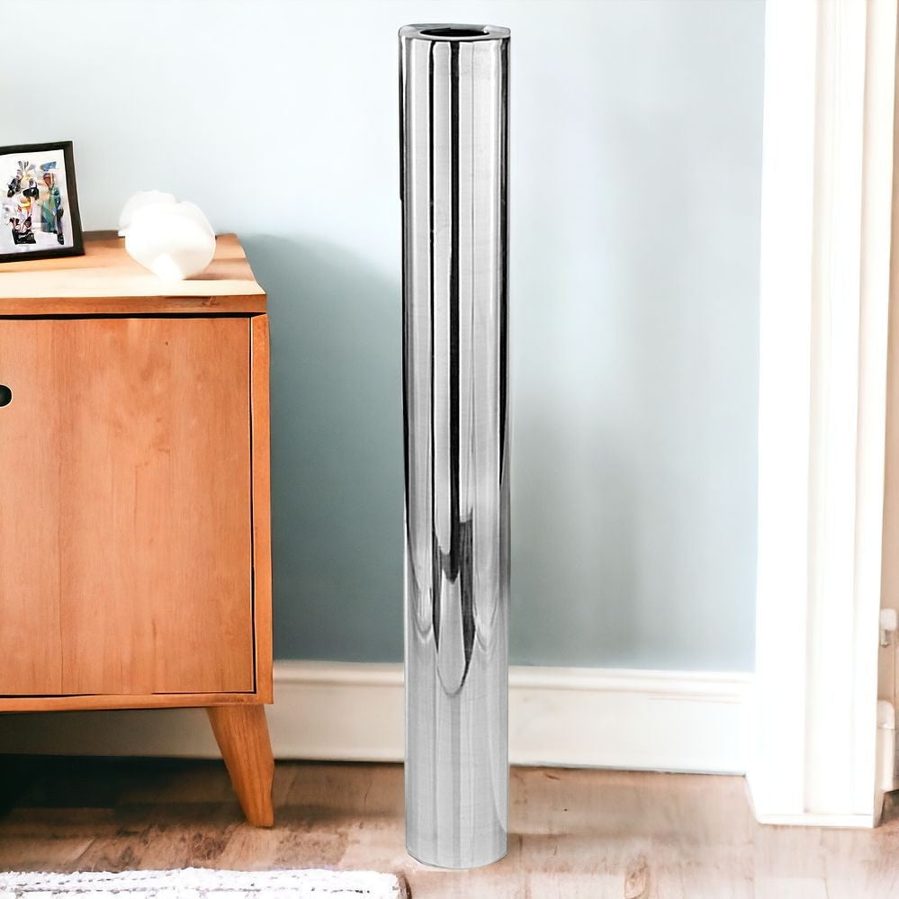 Homeroots 56" Silver Aluminum Cylinder Table Vase  Aluminum 354650