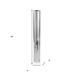 HomeRoots 56" Silver Aluminum Cylinder Table Vase - Modern Minimalist Design for Elegant Home Decor Accents Extra Large 354651