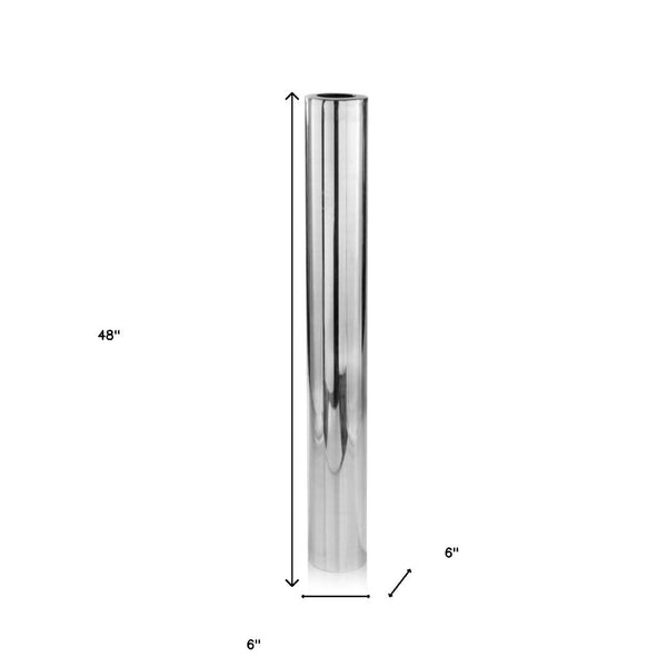 HomeRoots 56" Silver Aluminum Cylinder Table Vase - Modern Minimalist Design for Elegant Home Decor Accents Extra Large 354651