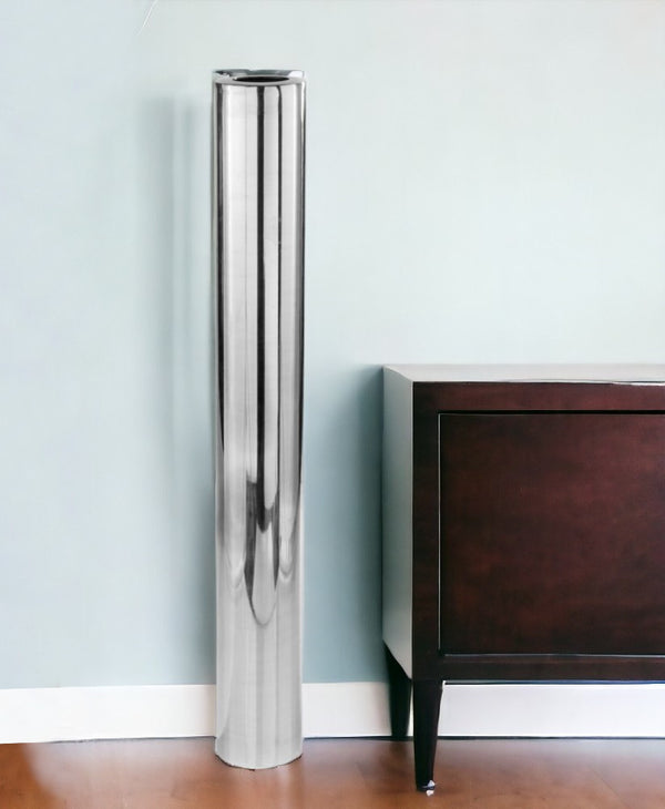 Homeroots 40" Silver Aluminum Cylinder Table Vase  Aluminum 354652
