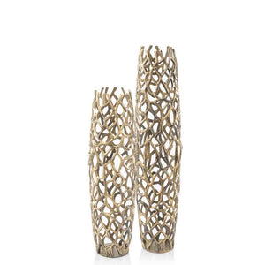 Homeroots 40" Aluminum Gold Twigs Cylinder Floor Vase  Aluminum 354654