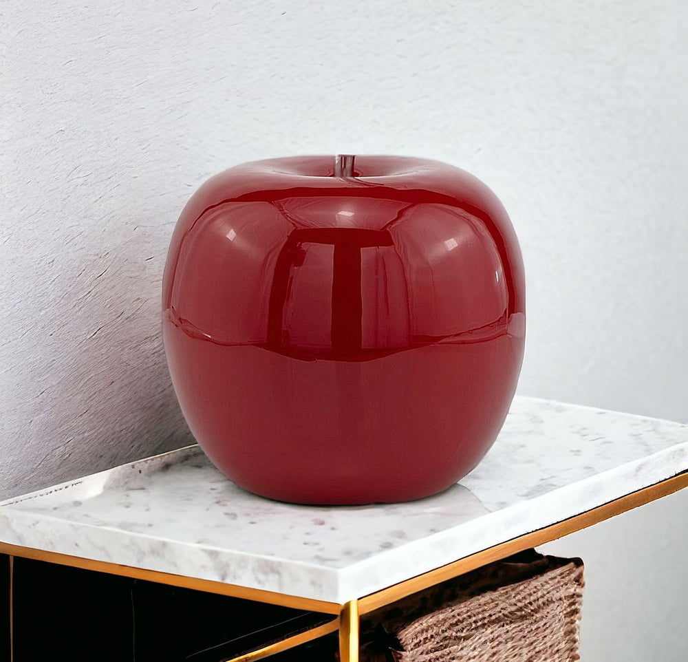 Homeroots 11" Red Aluminum Decorative Apple Tabletop Sculpture  Aluminum 354656