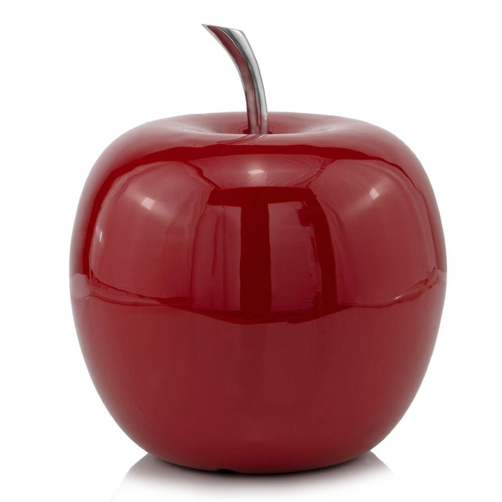 HomeRoots 11" Red Aluminum Apple Sculpture - Modern Tabletop Accent for Home Décor and Thoughtful Gifts 10 354656