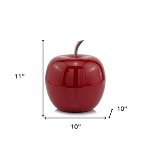 Homeroots 11" Red Aluminum Decorative Apple Tabletop Sculpture  Aluminum 354656