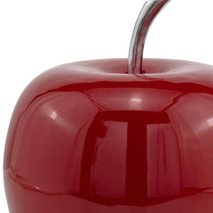 Homeroots 11" Red Aluminum Decorative Apple Tabletop Sculpture  Aluminum 354656