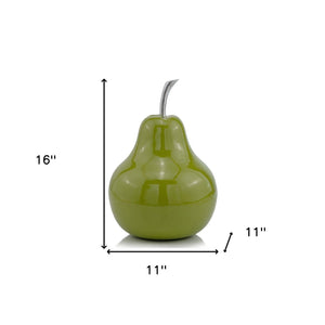 Homeroots 16" Green Aluminum Decorative Pear Tabletop Sculpture  Aluminum 354657