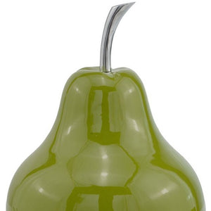 Homeroots 16" Green Aluminum Decorative Pear Tabletop Sculpture  Aluminum 354657