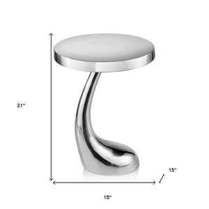 Homeroots 21" Silver Aluminum Round End Table   354658