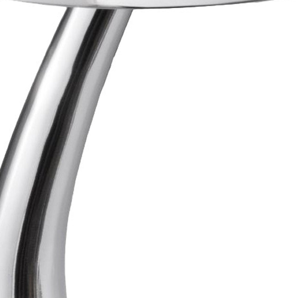 HomeRoots 21" Silver Aluminum Round End Table - Modern Abstract Design for Stylish Living Spaces & Versatile Use 354658