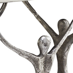 Homeroots 18" Silver And Antiqued White Aluminum Square End Table   354659