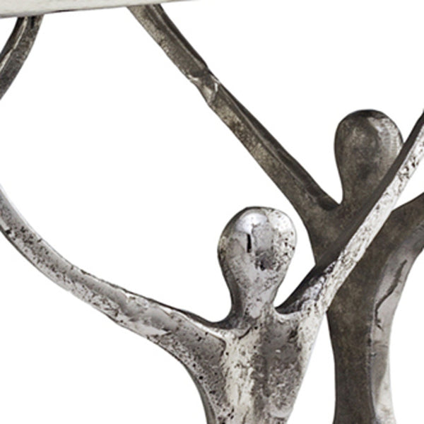 Homeroots 18" Silver And Antiqued White Aluminum Square End Table   354659