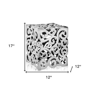 Homeroots 17" Silver Aluminum Square End Table   354660