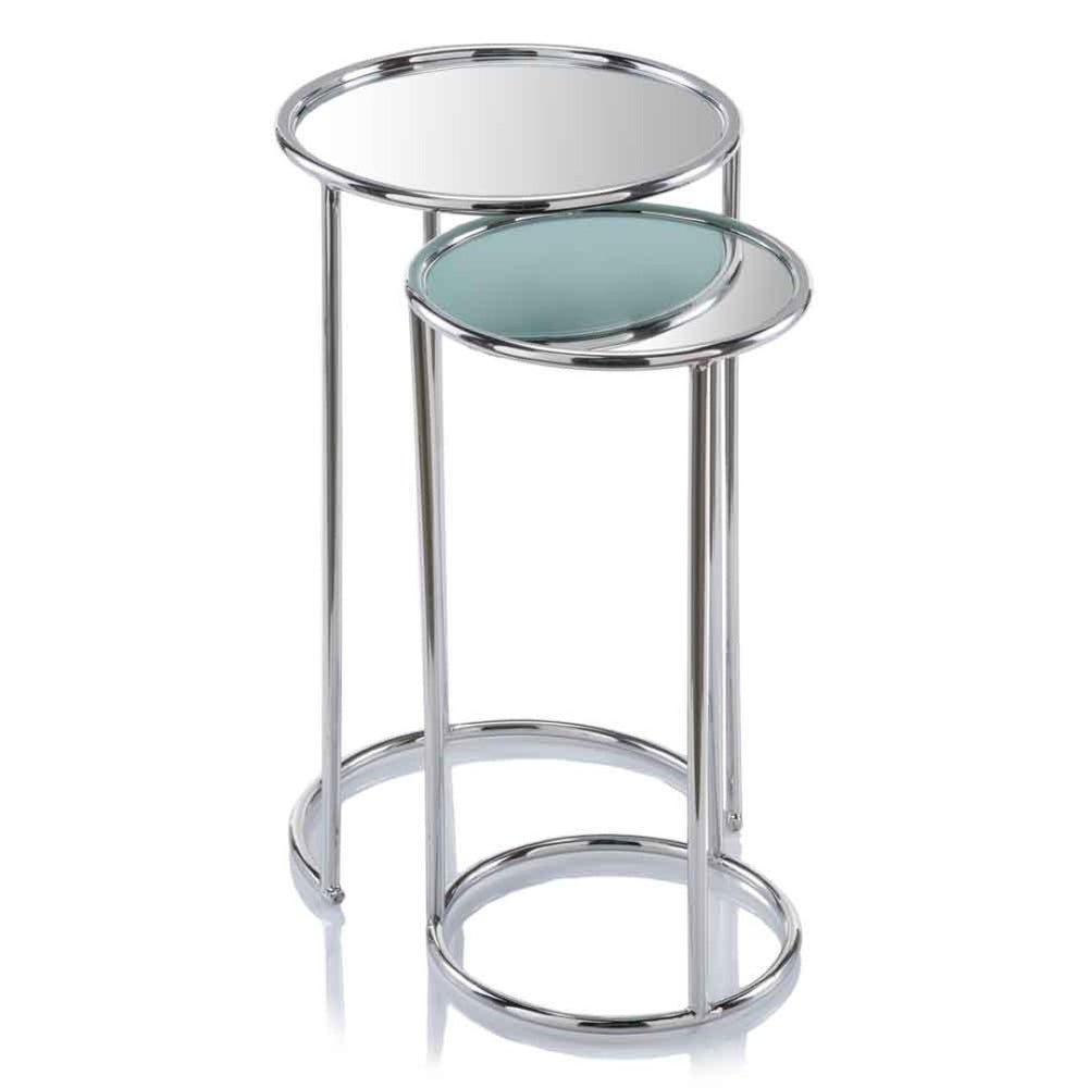 HomeRoots 22" Silver Aluminum Round Mirrored End Table - Modern Glam Accent for Living Room & Bedroom Decor 354673