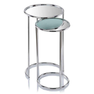 Homeroots 22" Silver Aluminum Round Mirrored End Table   354673