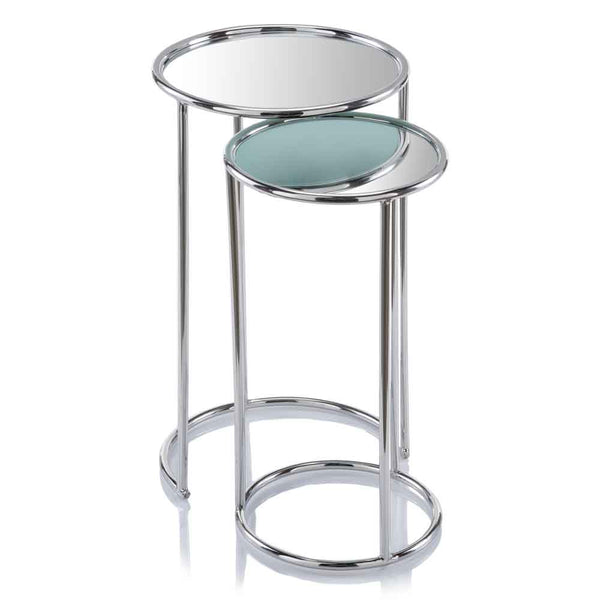 Homeroots 22" Silver Aluminum Round Mirrored End Table   354673
